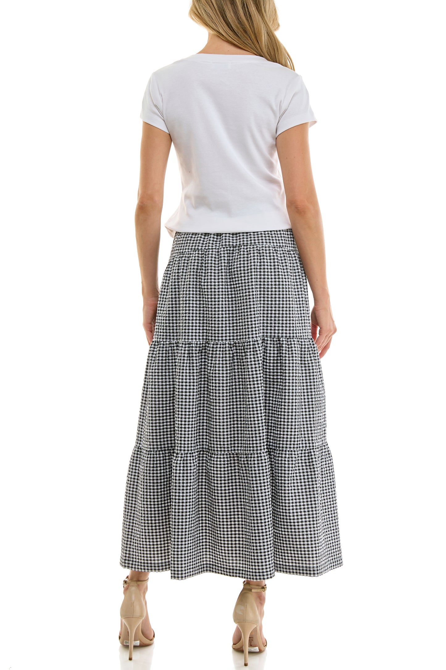 Gingham Tiered Maxi Skirt – Black & White