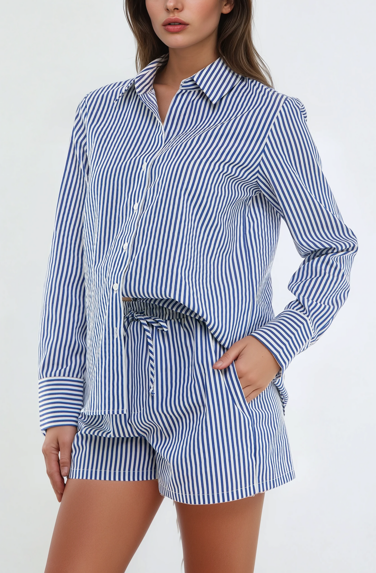Striped Button-Up Shirt – Blue or Pink