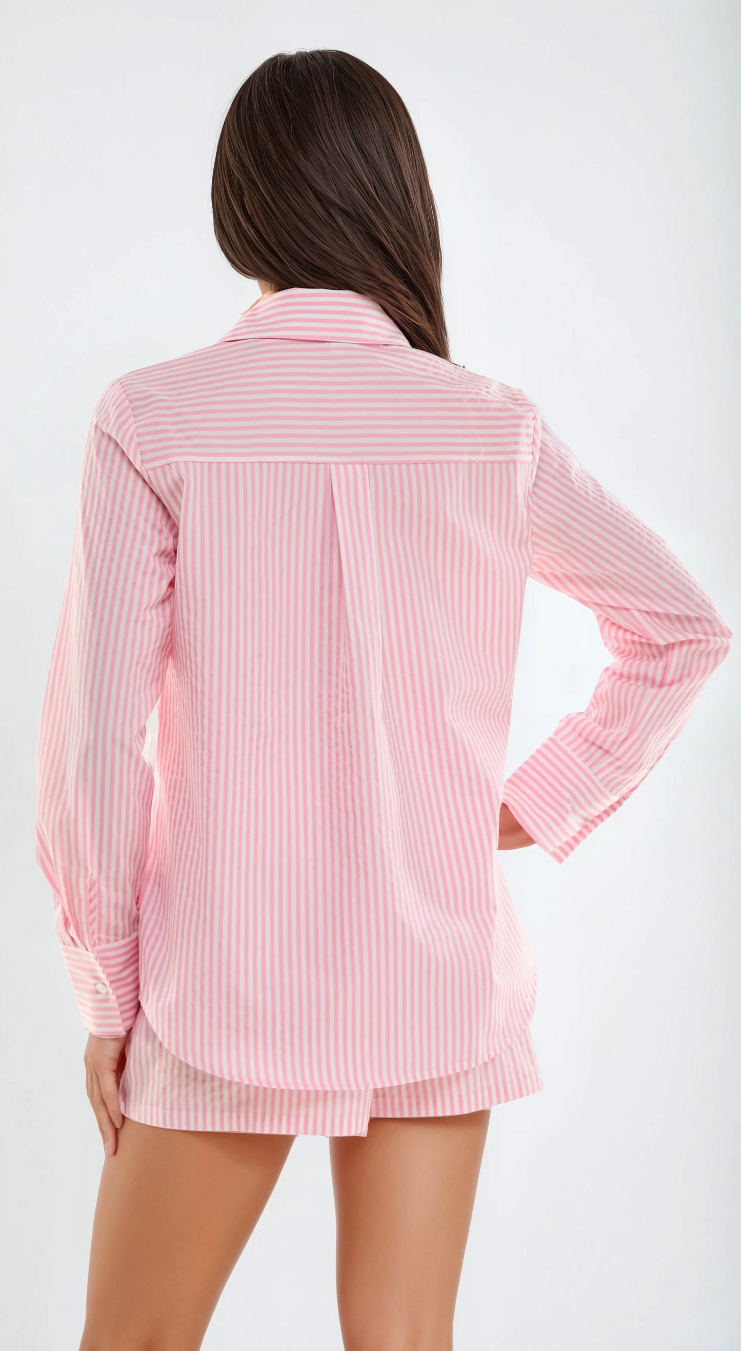 Striped Button-Up Shirt – Blue or Pink