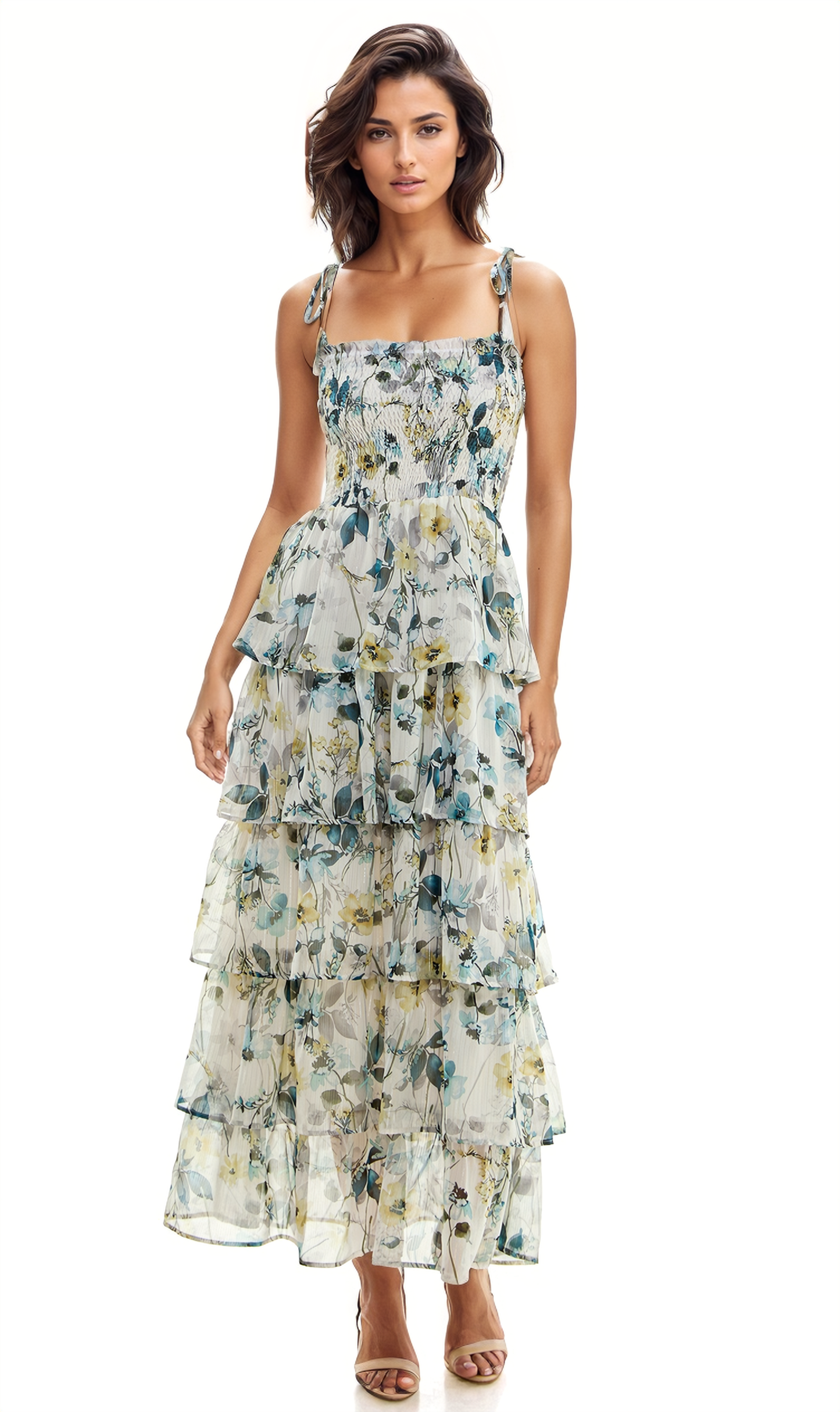 TIE STRAP SMOCKED MAXI DRESS