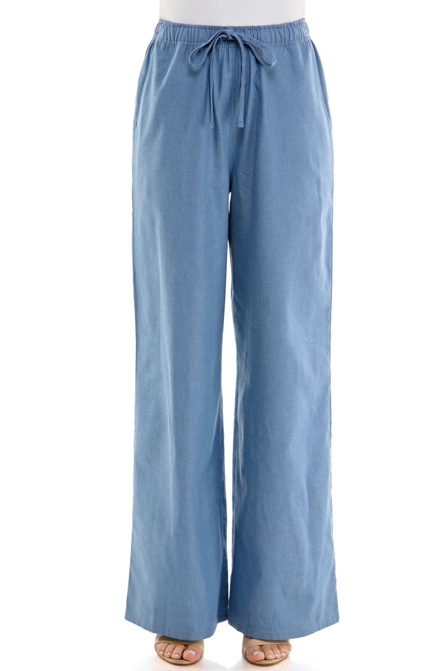 Weekend Breeze Chambray Pants – Light Blue